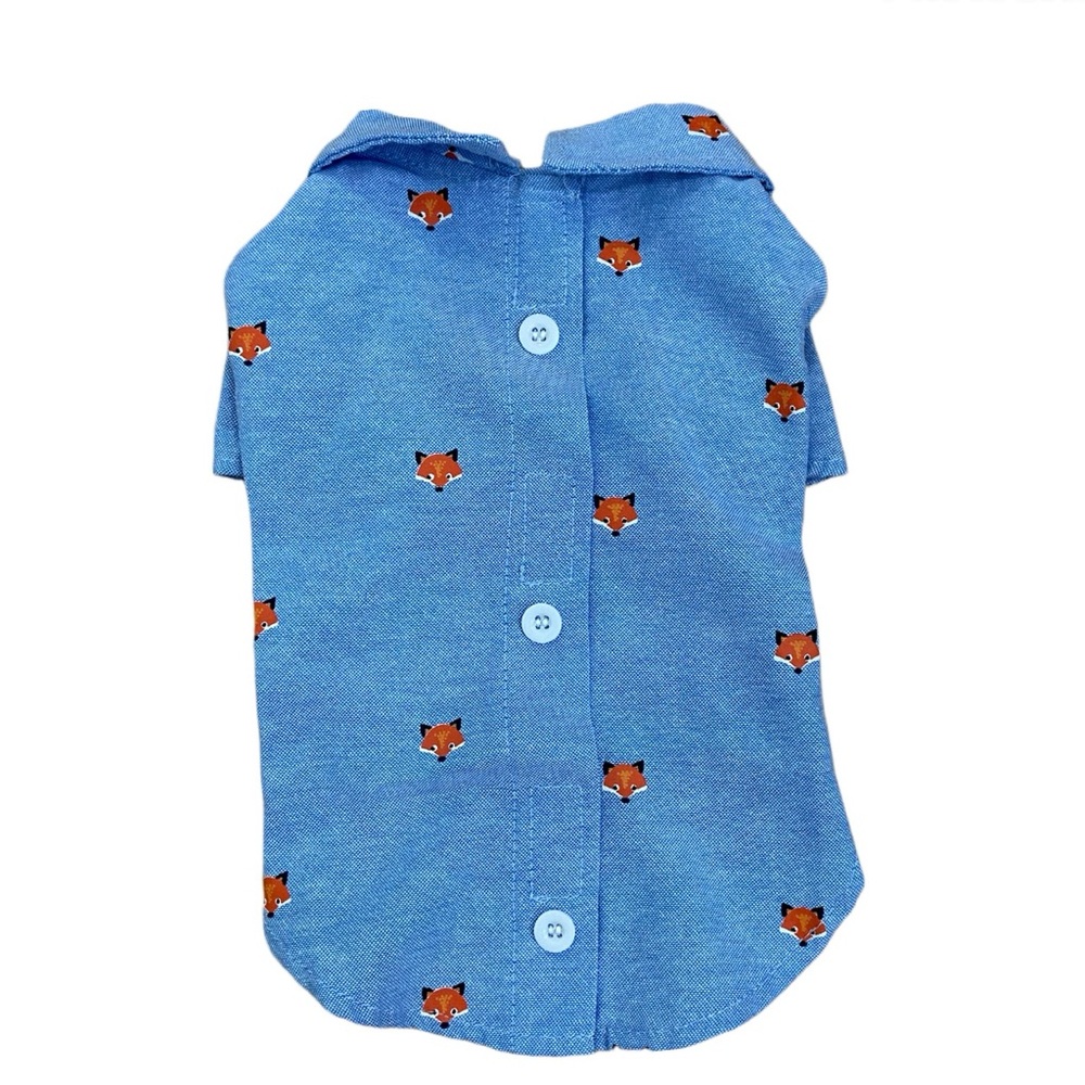 Charming Blue Fox Print Dog Shirt